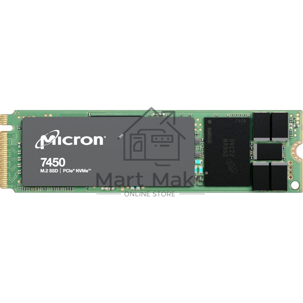 Накопитель SSD Micron 7450 PRO, 480GB, M.2(22x80mm), NVMe, PCIe 4.0 x4, 3D TLC, R/W 5000/700MB/s, IOPs 280 000/40 000, TBW 800, DWPD 1 (12 мес.)