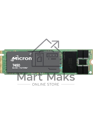 Накопитель SSD Micron 7450 PRO, 480Gb, M.2(22x80мм), NVMe, PCIe 4.0 x4, 3D TLC, R/W 5000/700Mb/s, IOPs 280 000/40 000, TbW 800, DWPD 1 (12 мес.)