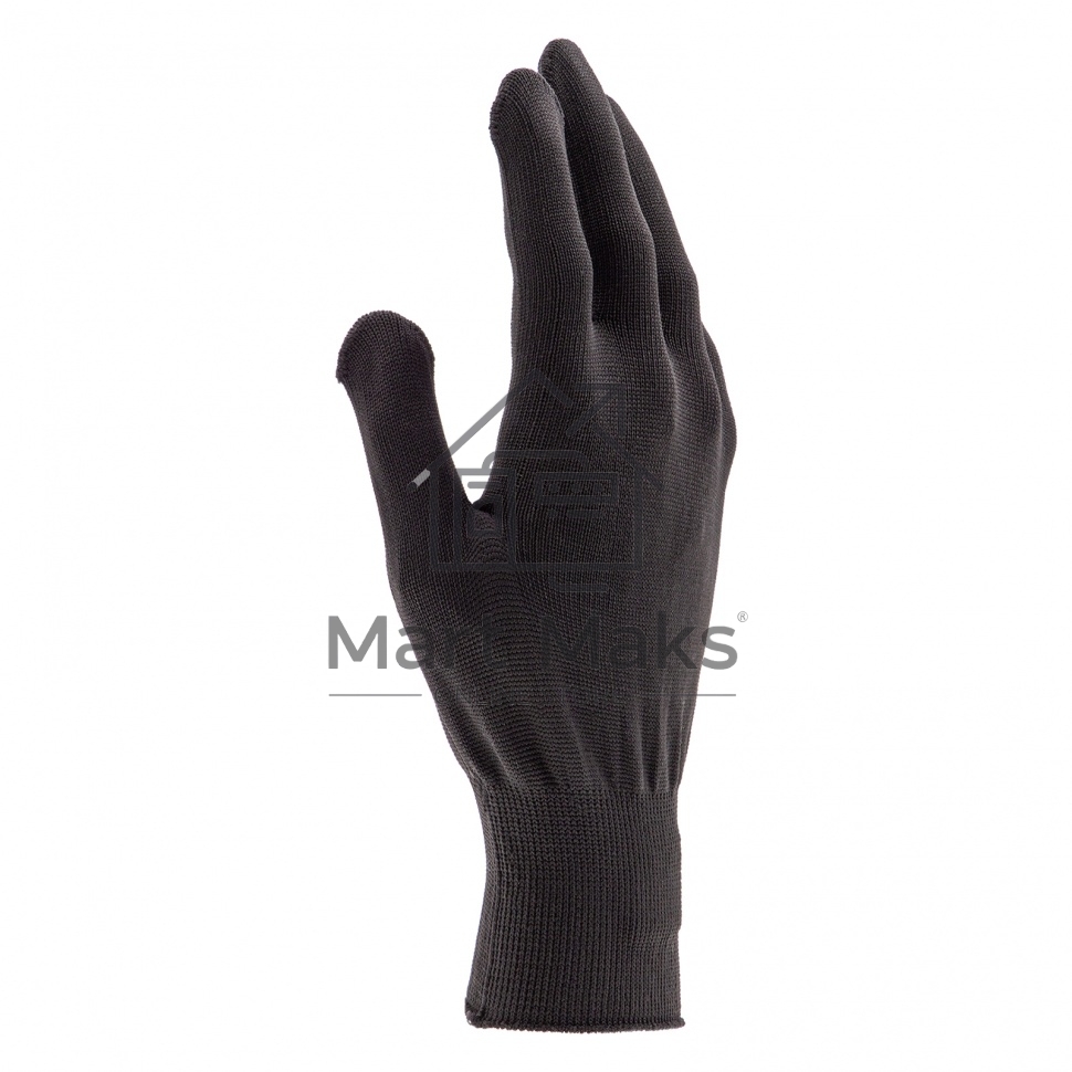 Перчатки из синтетической нити, ПВХ точка, 13 класс, черные, XL Россия