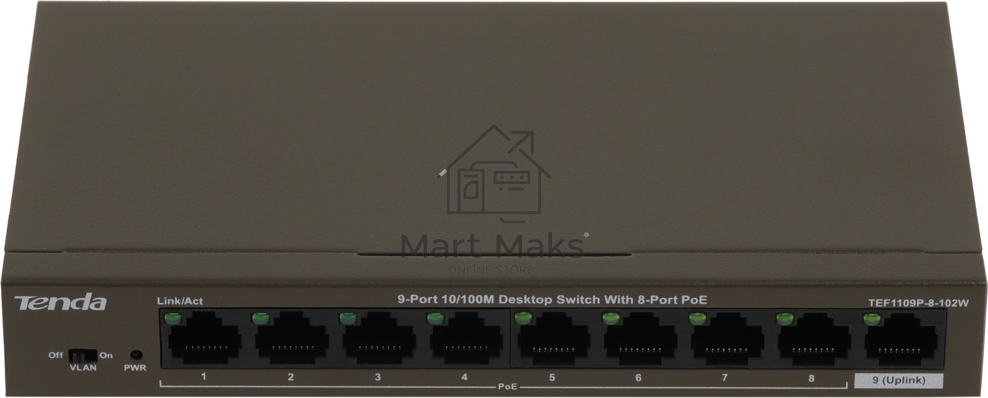 Коммутатор 9PORT 10/100M POE TEF1109P-8-102W TENDA