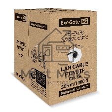 Кабель ExeGate UTP4-C5e-CU-S25-OUT-PE-BK-305-FLUKE UTP 4 пары кат.5e медь, 0.45мм (25AWG), FLUKE® test pass, внешн., без троса, 305м, черн., PE