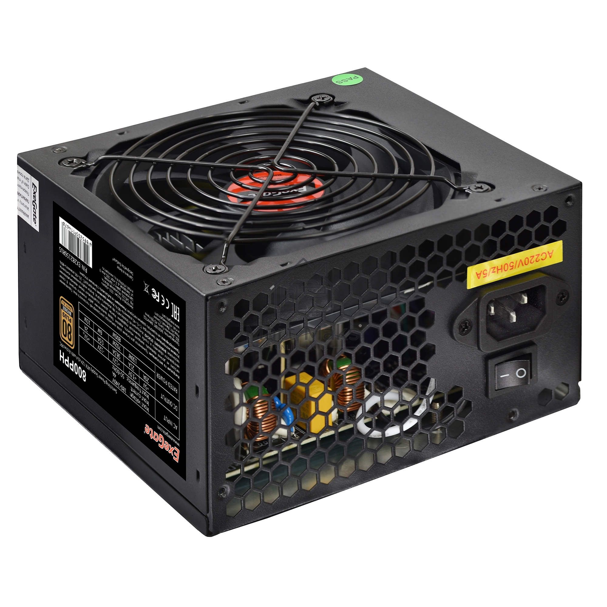 Блок питания ExeGate 800PPH-OEM (EX282156RUS-OEM), 800Вт, 80 PLUS Bronze, 120мм, черный