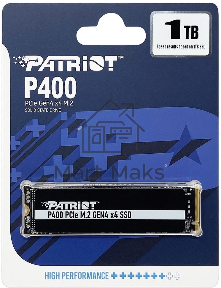 Накопитель SSD Patriot P400, 1Tb, PCIe 4.0 x4, M.2 2280, NVMe, R/W 5000/4800, с радиатором