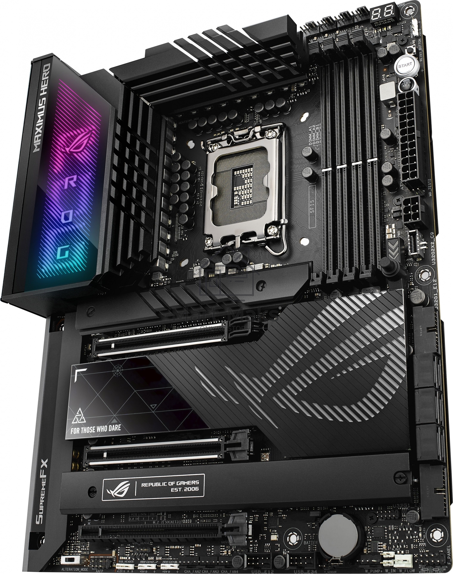 Материнская плата ASUS ROG MAXIMUS Z790 HERO, LGA 1700, Intel Z790, 4xDDR5, 6xSATA, 3xM.2, 1xPCIe 4.0 x4, 1xPCIe 5.0 x8, 1xPCIe 5.0 x16, 1xHDMI, 2xUSB-C 3.2 Gen 2, 1x 2.5Gb LAN, 4xUSB-A 3.2 Gen 1, 5xUSB-A 3.2 Gen 2, 5x3.5 мм, 7.1, Standard-ATX