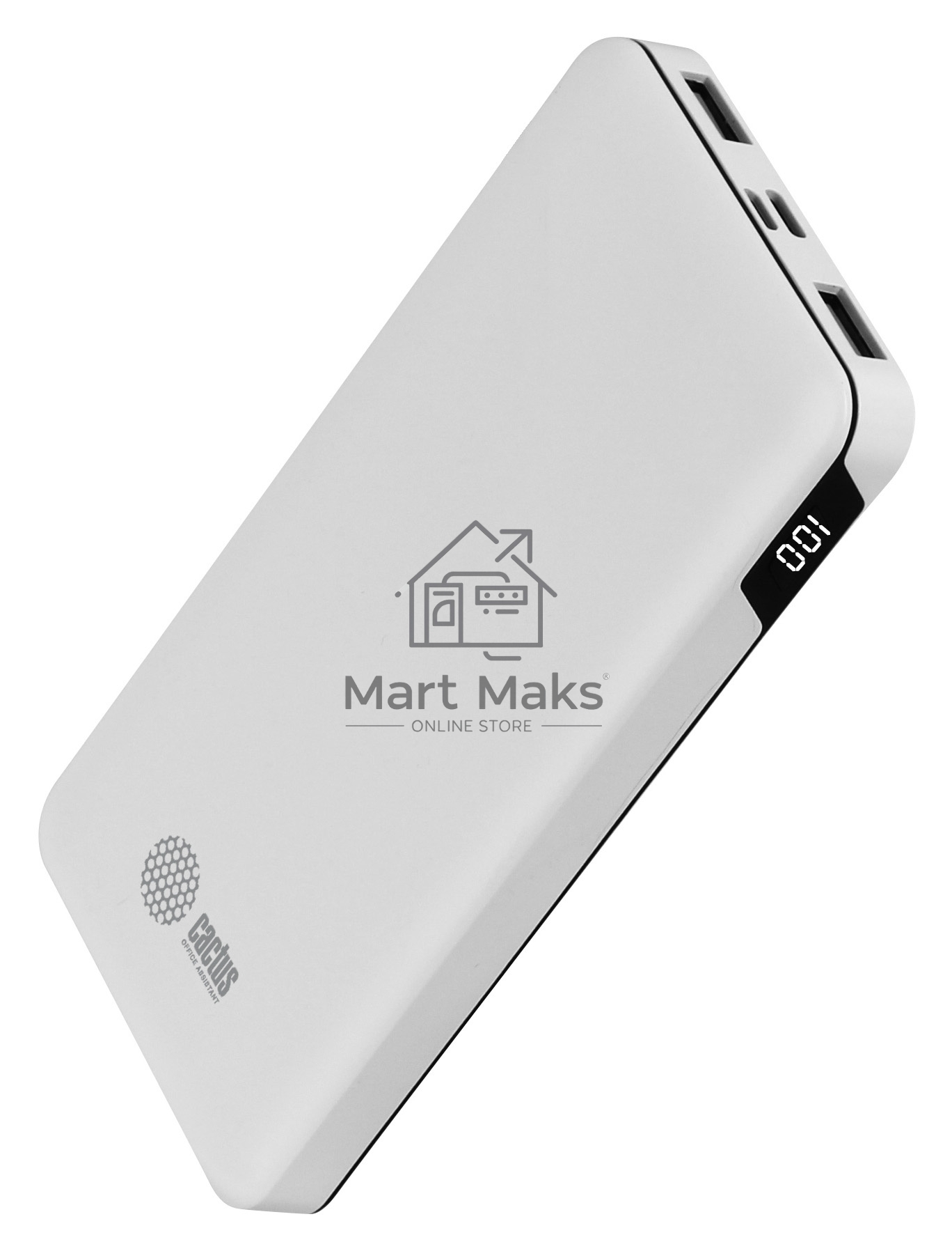 Портативный аккумулятор Cactus CS-PBFSKT-10000 MAK 10000mAh 2.1A 2xUSB белый