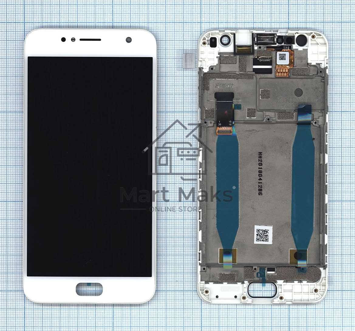 Дисплей для Asus ZenFone Live ZB553KL белый с рамкой