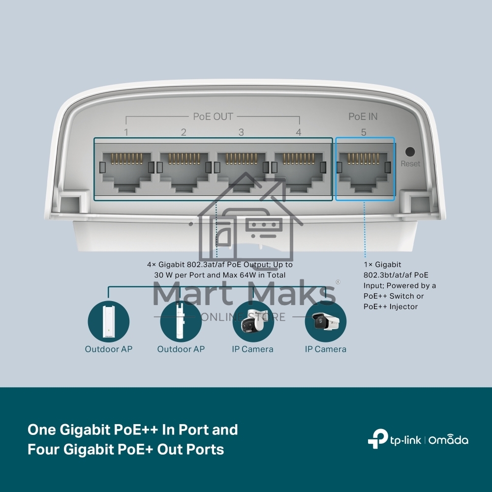 Коммутатор TP-LINK SG2005P-PD 5PORT 1000M POE
