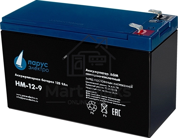 Батарея Парус-электро HM-12-9 (AGM/12В/9,0Ач/клемма F2)