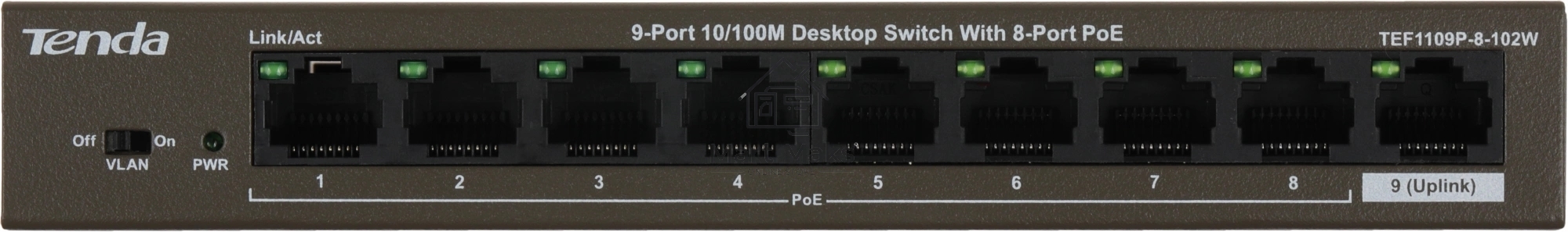Коммутатор 9PORT 10/100M POE TEF1109P-8-102W TENDA
