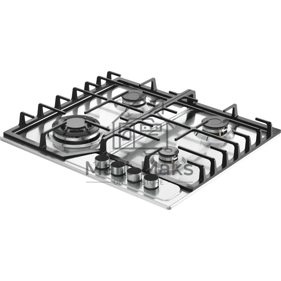 Варочная поверхность Kuppersberg FS 66 X газ, High-Tech, 58 см, автоматический электроподжиг, газ-контроль, форсунки под сжиженый газ, SABAF конфорки, чугунные решетки, цвет нержавеющая сталь, цвет фурнитуры черный