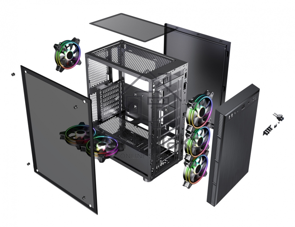 Компьютерный корпус Accord 3407 черный без БП ATX 2xUSB2.0 2xUSB3.0 audio bott PSU