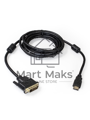 Кабель ExeGate EX284906RUS HDMI-DVI ExeGate EX-CC-HDMIM-DVIM-2.0 (19M/25M, dual link, 2м, 2 фильтра, позолоченные контакты)