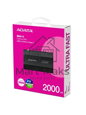 Внешний SSD ADATA SD810, 2TB, USB 3.2 Gen 2x2 Type-C, R/W 2000/2000, черный