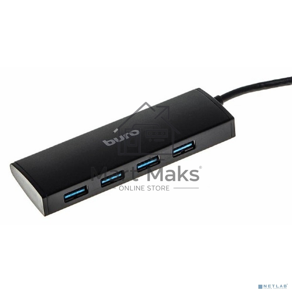 Разветвитель USB 3.0 Buro BU-HUB4-0.5-U3.0 4порт. черный