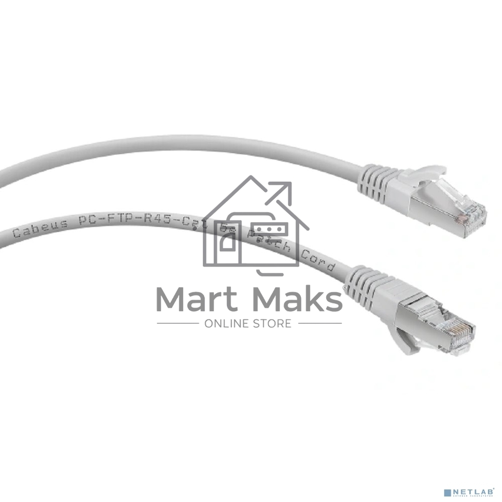 Шнур коммутационный Cabeus, Cat.5e, экр., F/UTP, RJ45/RJ45, PVC, AWG24 10м, серый
