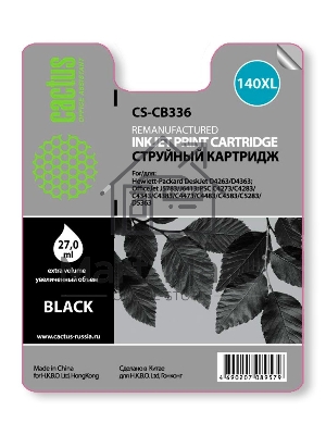 Картридж струйный Cactus CS-CB336 №140XL черный (29 мл.) для HP DJ D4263/D4363/DJ J5783/J6413/PSC C4273/C4283/C4343/C4383/C4473/C4483/C4583/C5283/D5363