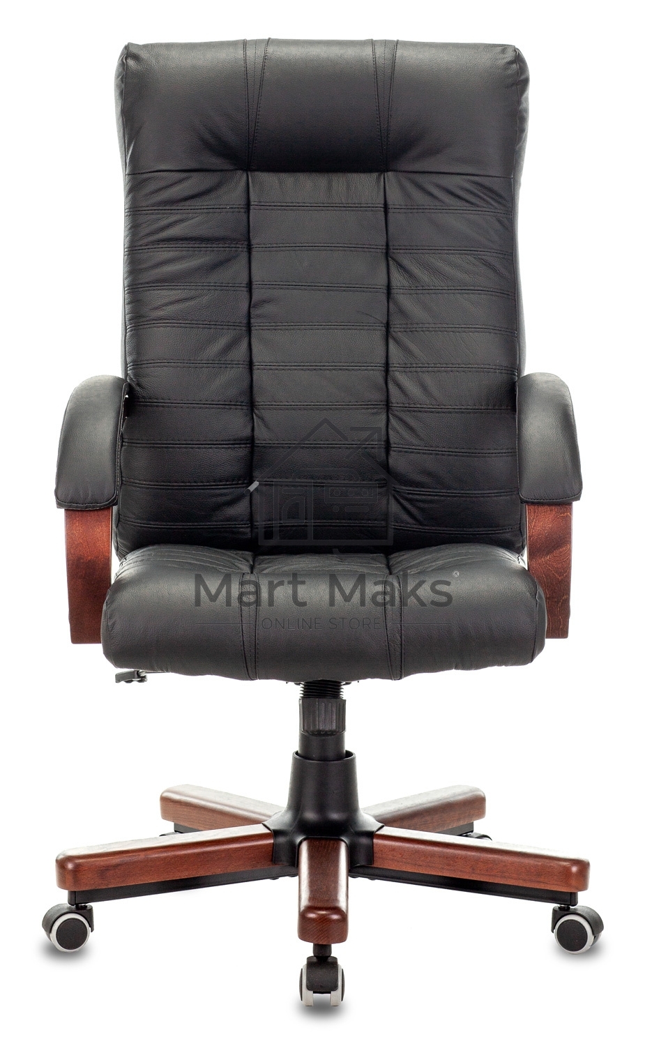 Кресло руководителя Бюрократ KB-10WALNUT/B/LEATH черный, кожа, крестовина дерево