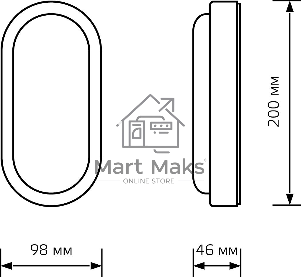 Светильник ЖКХ Gauss LITE овал 15W 1200lm 6500K 200-240V IP65 200*98*46мм белый LED 1/40