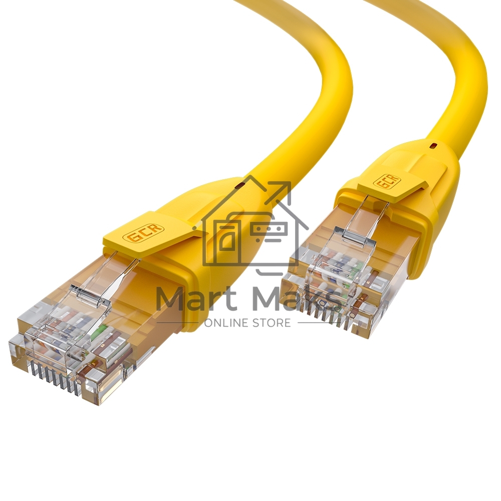Патч-корд GCR прямой 5.0m UTP кат.6, желтый, 24 AWG, ethernet high speed, RJ45, T568B, GCR-52375