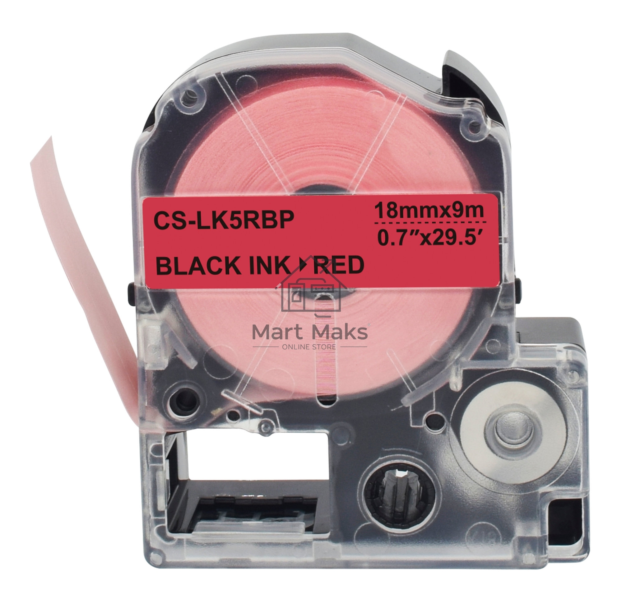Картридж ленточный Cactus CS-LK5RBP черный шрифт, красный фон (18 мм, 9 м) для Epson LW400/LW700/LW600P/LW1000P/K400/Z700/Z900