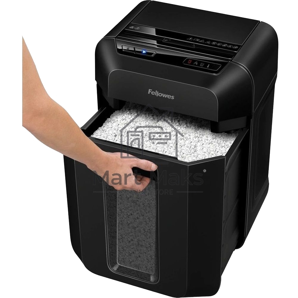 Шредер Fellowes AutoMax 80M FS-46215, минирезка, DIN P-4, 4х12 мм, автоподача 80 лст., 17 лтр., автореверс, уничт.: скобы, скрепки, пл. карты