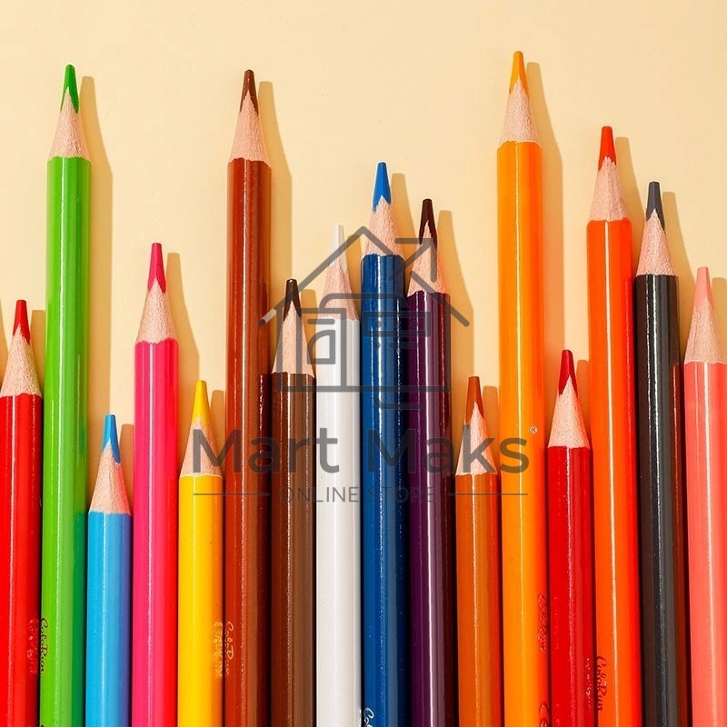 Карандаши цветные Deli EC132-12 ColoRun, трехгранный профиль, дерево 12 цветов, коробка с европодвесом