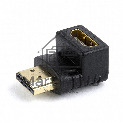 Переходник Cablexpert HDMI-HDMI 19F/19M, угловойсоединитель 90 градусов, золотые разъемы (A-HDMI90-FML)