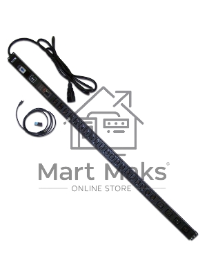 Вертикальный блок розеток, 4xC19+20xC13, 250V/32A, с мониторингом по RS-485, шнур 3 м, вилка IEC309