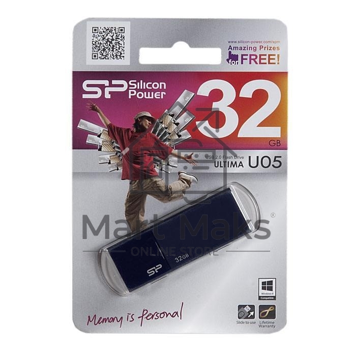 Флешка USB R/W R/W 32GB Silicon Power Ultima U05, USB 2.0, синий