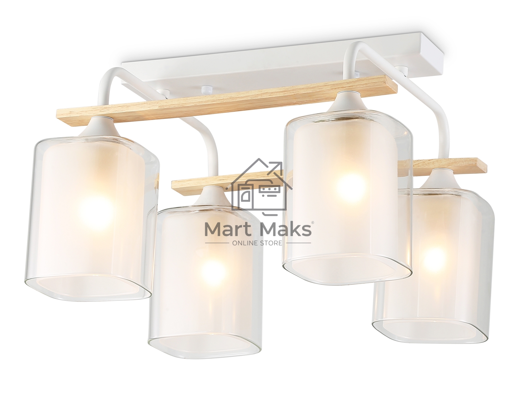 Светильник Ambrella light TR3033246/4 WH/WD белый/дерево E27/4 max 60W 340*340*245