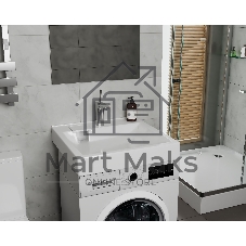 Раковина над стиральной машиной BAU Soul 60х60, литьевой мрамор в комплекте с кронштейнами и выпуско
