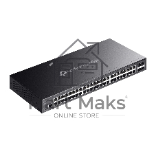 Коммутатор Jetstream 48-port gigabit L2+ managed switch with 4-gigabit uplink ports, 48 10/100/1000Mbps RJ-45 port, 4 1000Mbps SFP slots