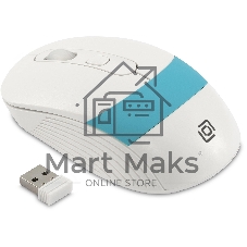 Мышь беспроводная Oklick 310MW белый/синий, 3200 dpi, радиоканал, USB, кнопки - 4