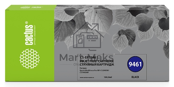 Картридж струйный Cactus CS-EPT9461 (T9461) черный пигментный (180 мл) для Epson WF-C5290DW/WF-C5790DW