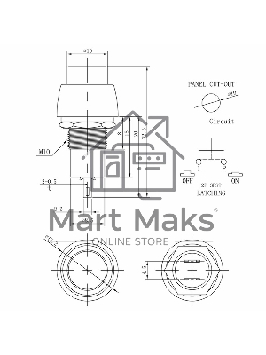 Выключатель-кнопка Rexant 250V 1А (2с) ON-OFF синяя Micro