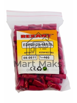 Клемма плоская полностью изолированная гнездо 5 мм 0.5-1.5 мм² (РППи-м 1.5-(4.8)) Rexant