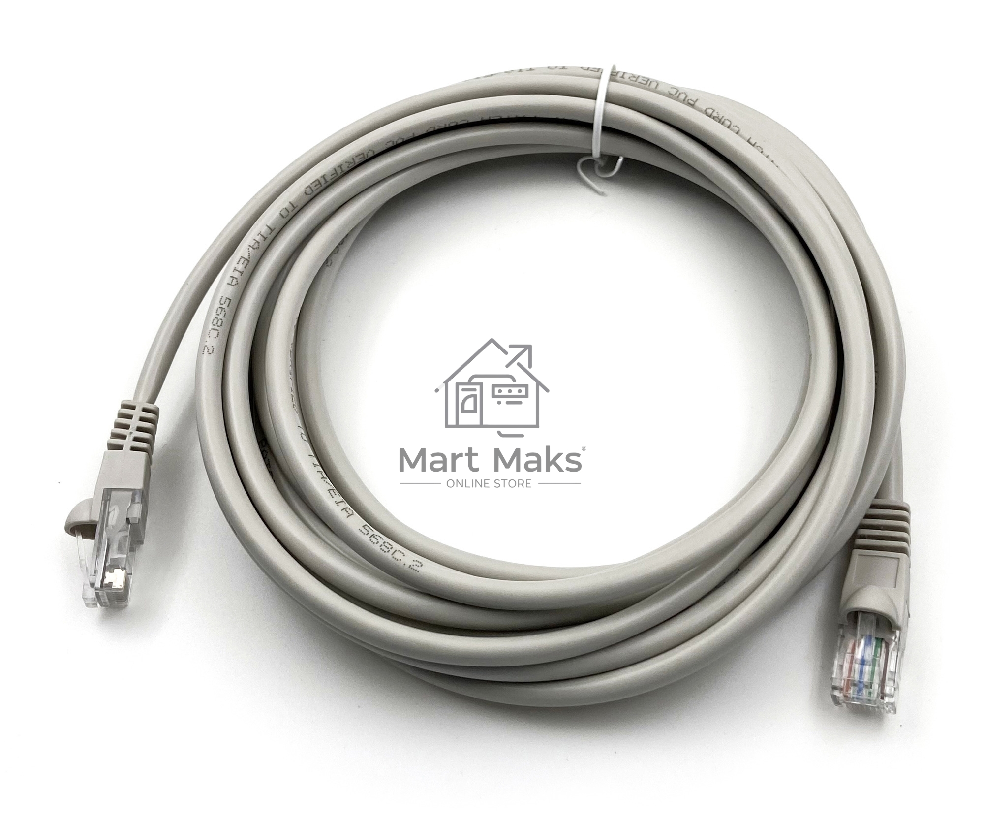 Патч-корд Buro UTP cat5E 5м серый RJ-45 (m)-RJ-45 (m)