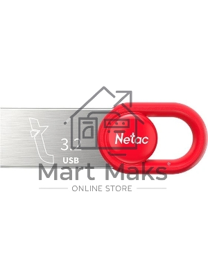 Флешка USB Netac UM2 (NT03UM2N-064G-32RE), 64Gb, USB 3.0, R/W 130/50, серебристый/красный