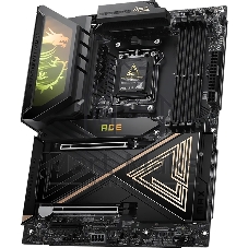 Материнская плата MSI MEG X870E ACE MAX, AM5, AMD X870E, 4xDDR5 (до 256 ГБ), 4xSATA, 5xM.2 (2xPCIe 5.0, 3xPCIe 4.0), 2xPCIe 5.0 x16, 1xPCIe x4, 1xHDMI, 1x5Gb LAN, 1x10Gb LAN, Wi-Fi 7, Bluetooth 5.4, 2xUSB-C 40Gbps (USB4), 2xUSB-C 20Gbps, 2xUSB-A 10Gbps, 7xUSB-A 5Gbps, 3x3.5 мм + S/PDIF оптический, 7.1, чёрный, с подсветкой, ATX