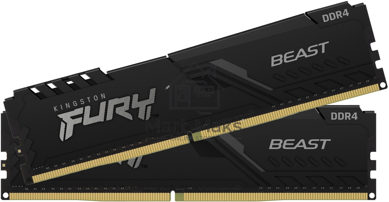 Оперативная память Kingston Fury Beast, DDR4, 64GB (2x32GB), 3200MHz, CL16, DIMM, черный