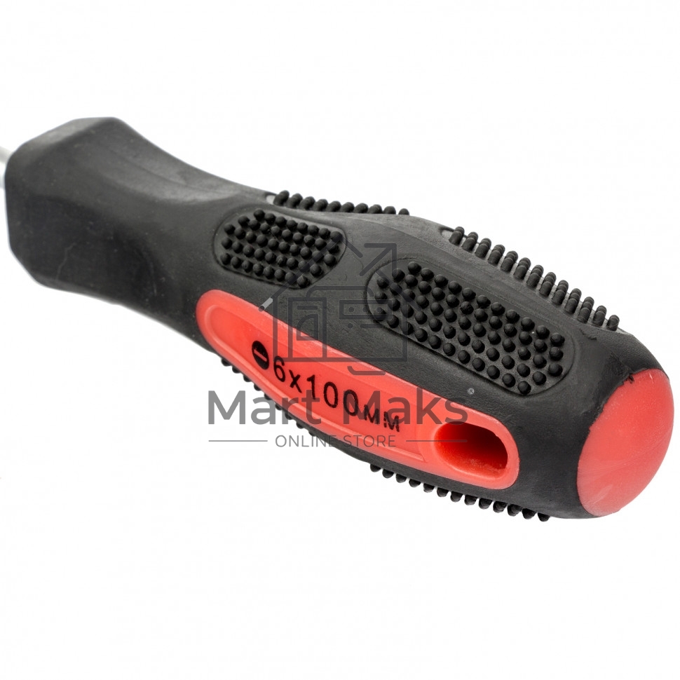 Отвертка Anti-Slip, SL6,0 х 100 мм, CrV, двухкомп. рукоятка Matrix