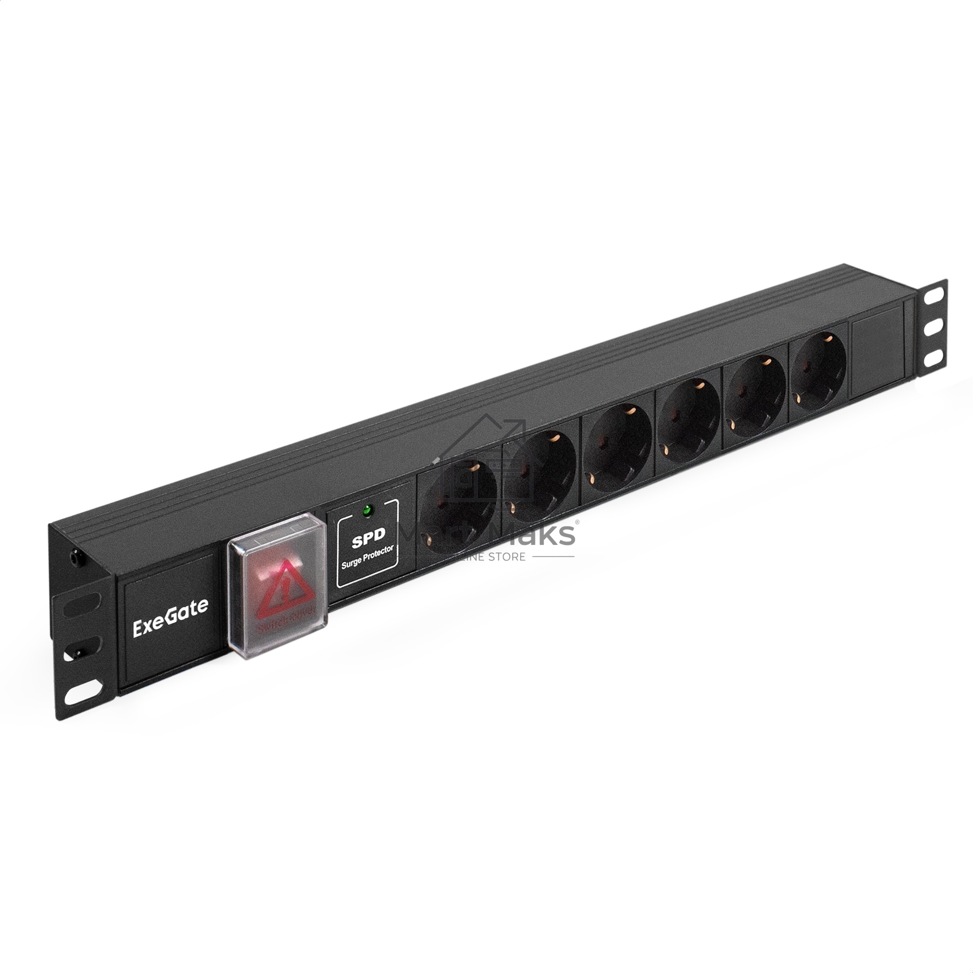 Блок розеток горизонтальный ExeGate ServerPro PDU-19H607 Al-6S-C14-SW-SPD1, 19