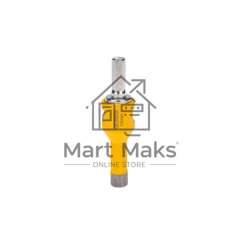 Коронка алмазная профессиональная по керамограниту и железобетону М14, вакуумное спекание, 12мм, для УШМ KRANZ