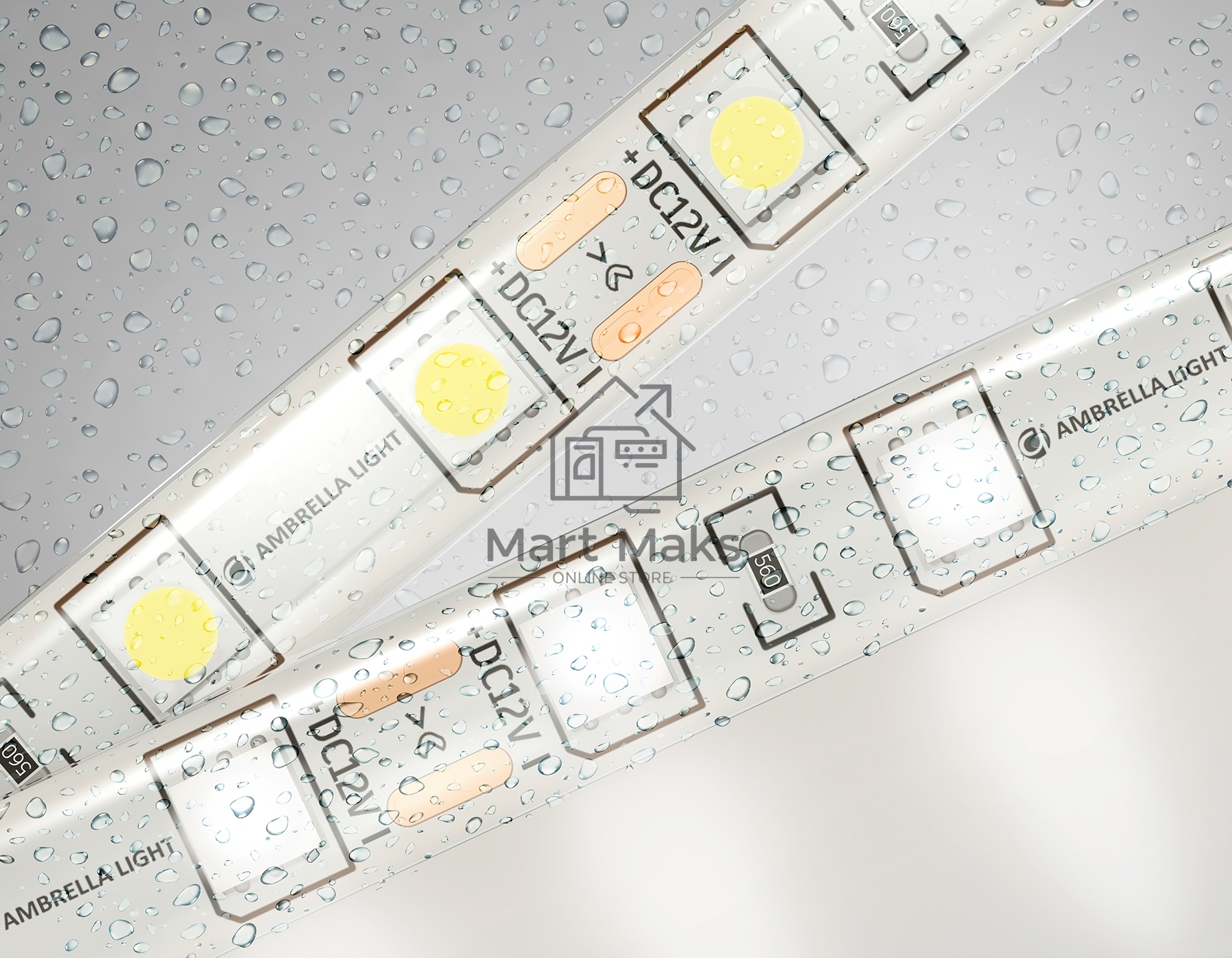 Светодиодная лента Ambrella light GS2102 5050 60Led/ 14.4W m/ 12V IP65 4500K/ 5000*10*2.87mm (2 конт.)