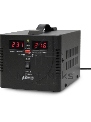 Стабилизатор напряжения Powerman AVS 500D черный (500ВА, 5А, КПД 98%, циф. индикация вх./вых. напряж.)