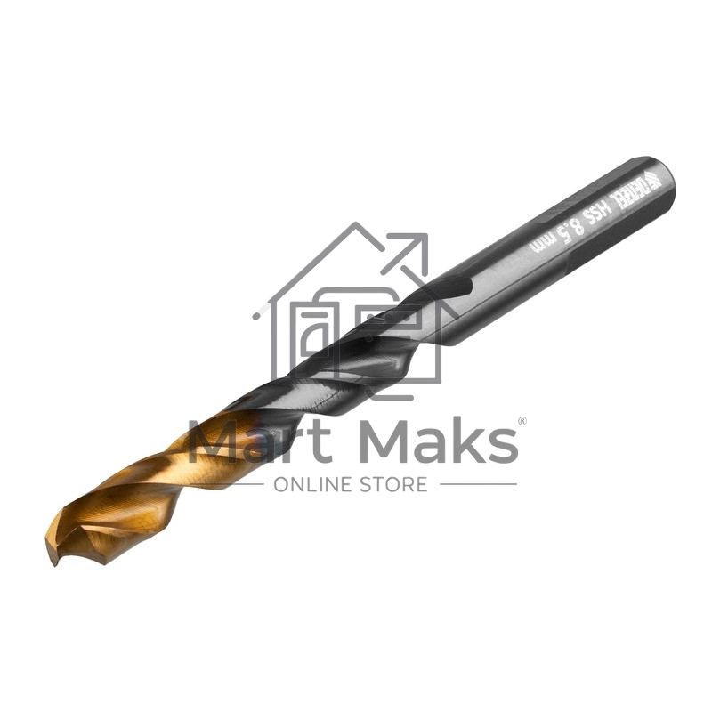 Сверло по металлу, 8,5 мм, HSS-Tin, Golden Tip, 8 шт. Denzel