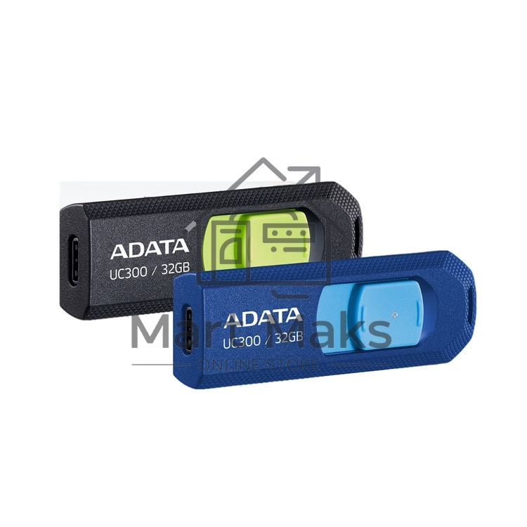 Флешка USB R/W ADATA R/W 32Gb Type-C UC300 ACHO-UC300-32G-RBK/GN USB3.2 черный/зеленый