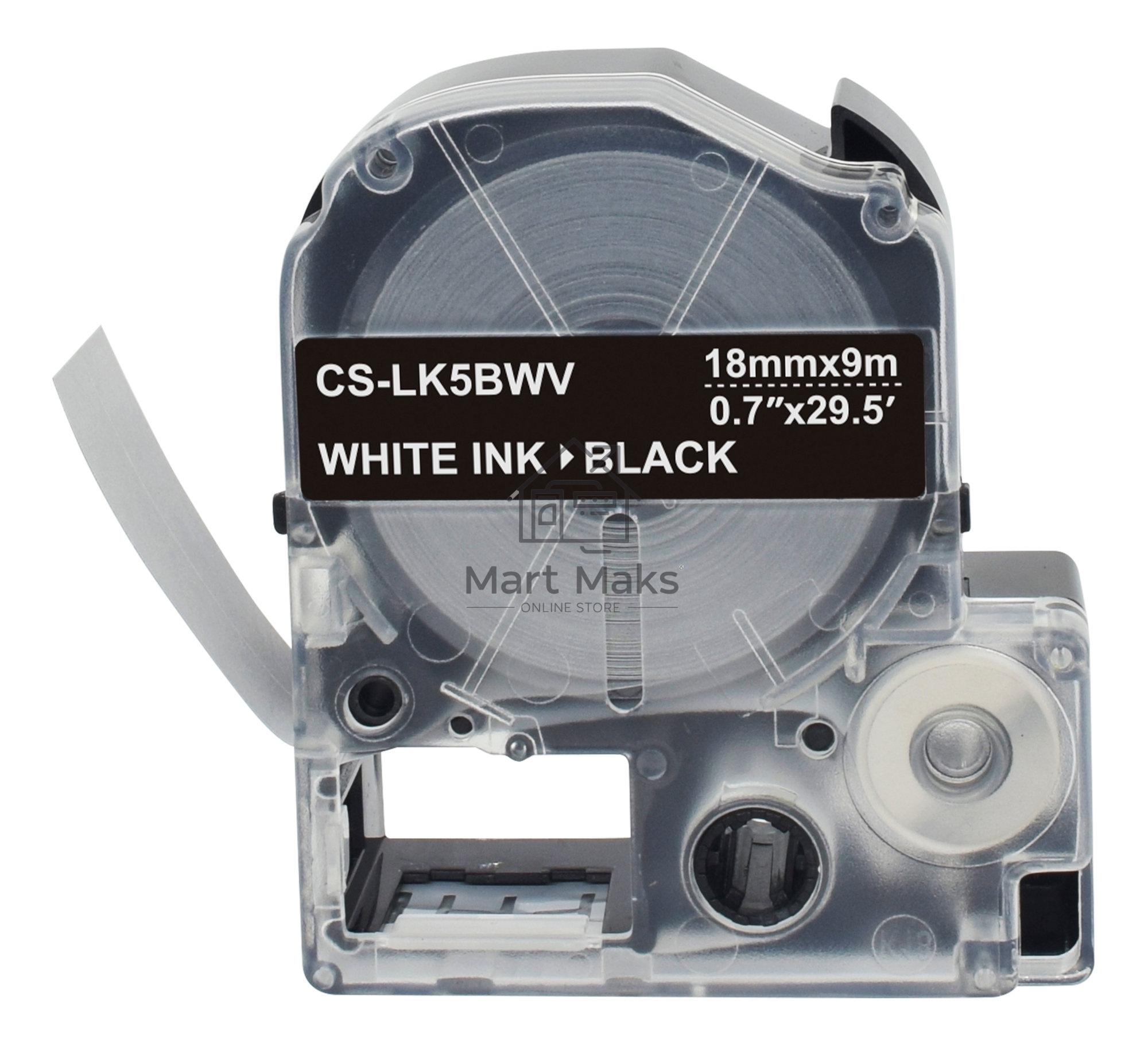 Картридж ленточный Cactus CS-LK5BWV белый шрифт, черный фон (18 мм, 9 м) для Epson LW400/LW700/LW600P/LW1000P/K400/Z700/Z900