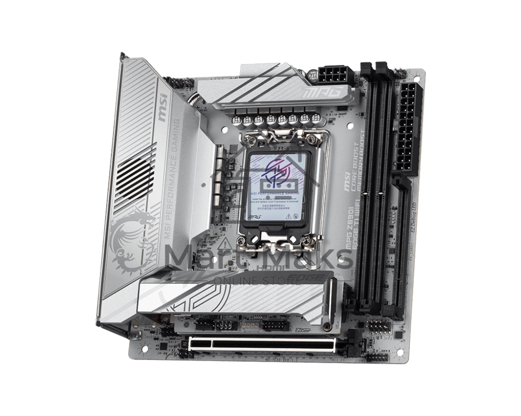 Материнская плата MSI MPG Z890I EDGE TI WIFI, LGA 1851, Intel Z890, 2xDDR5, 2xSATA, 4xM.2, 1xPCIe 5.0 x16, 1xHDMI, 2xThunderbolt 4, 1xUSB-C, 1x 5Gb LAN, 7xUSB-A 10Gbps, 2xUSB-A 5Gbps, 1xUSB-C 20Gbps, 7.1, 2x3.5 мм, TOSLINK, Mini-ITX