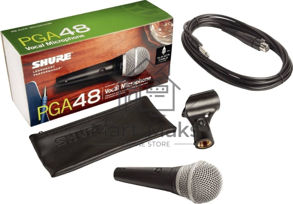 Кардиоидный вокальный микрофон SHURE PGA48-QTR-E c выключателем, с кабелем XLR -1/4'